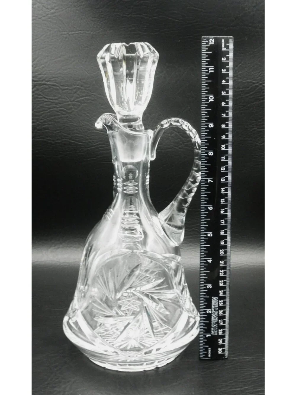 Handled Wine Decanter American Brilliant APB Cut Glass American Pinwheel 12 Inch